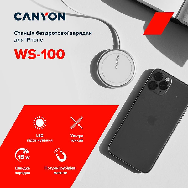 Фото - Беспроводное зарядное устройство Canyon WS-100 Wireless Charger (CNS-WCS100)