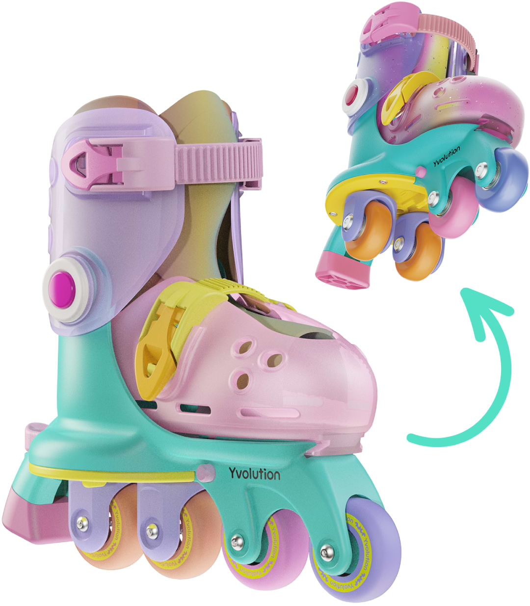 Ролики YVolution Twista, розмір 30-34, веселка (YR25A4)
