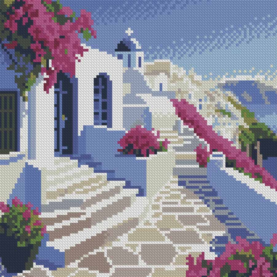 Алмазний живопис Strateg Грецький краєвид 30х30 (YZ3030-02)