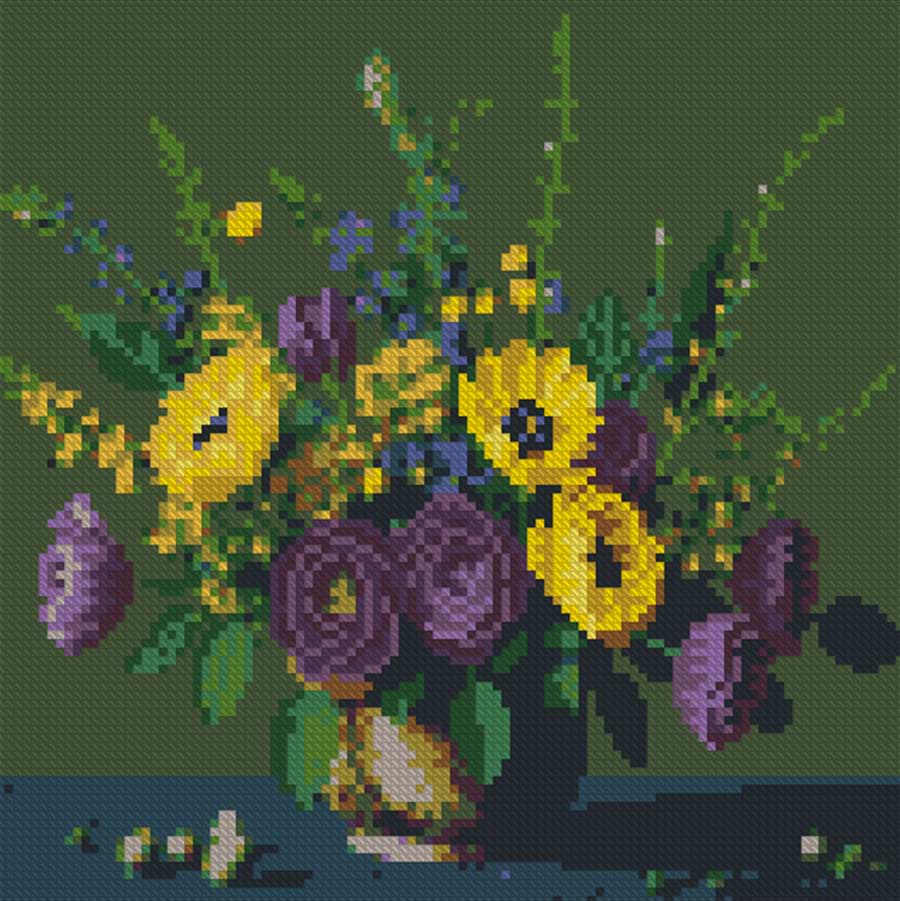 Алмазний живопис Strateg Яскравий букет 30х30 (YZ3030-03)