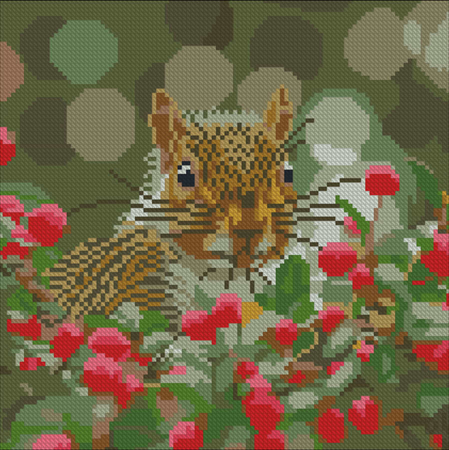 Алмазний живопис Strateg Білка серед ягід 30х30 (YZ3030-06)