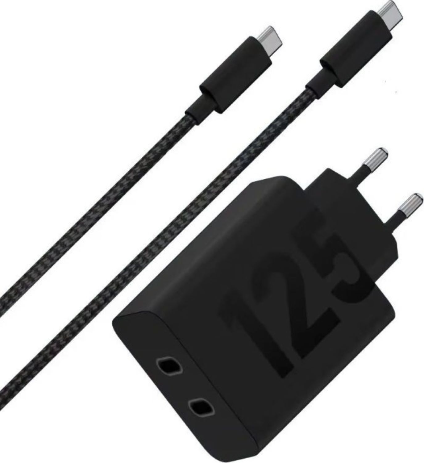 Сетевое зарядное устройство Motorola 125W GaN 2С + кабель 2m Black (PG38C06632) - Фото 1