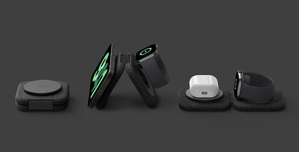 Фото - Бездротовий зарядний пристрій Belkin 2в1 15Вт Travel Pad Qi2 (WIZ026VFBK)