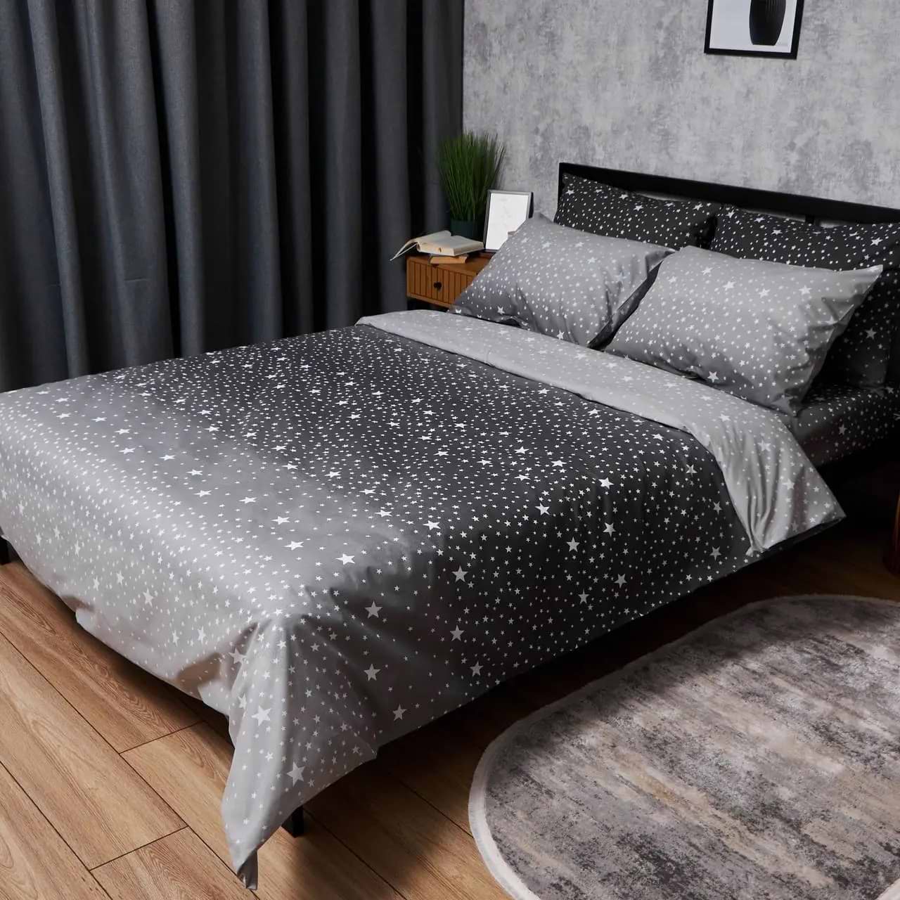 Комплект постельного белья Moon&Star Бязь Gold Люкс Night Sky King Size 220x240 нав. 2х70х70 (MS-820006582)