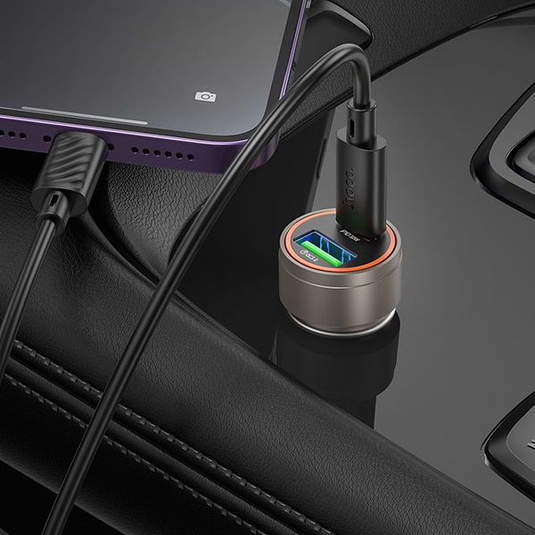 Фото - Автомобильное зарядное устройство HOCO Z57A Glorious PD30W+QC3.0 car charger Metal Gray (6942007633109)