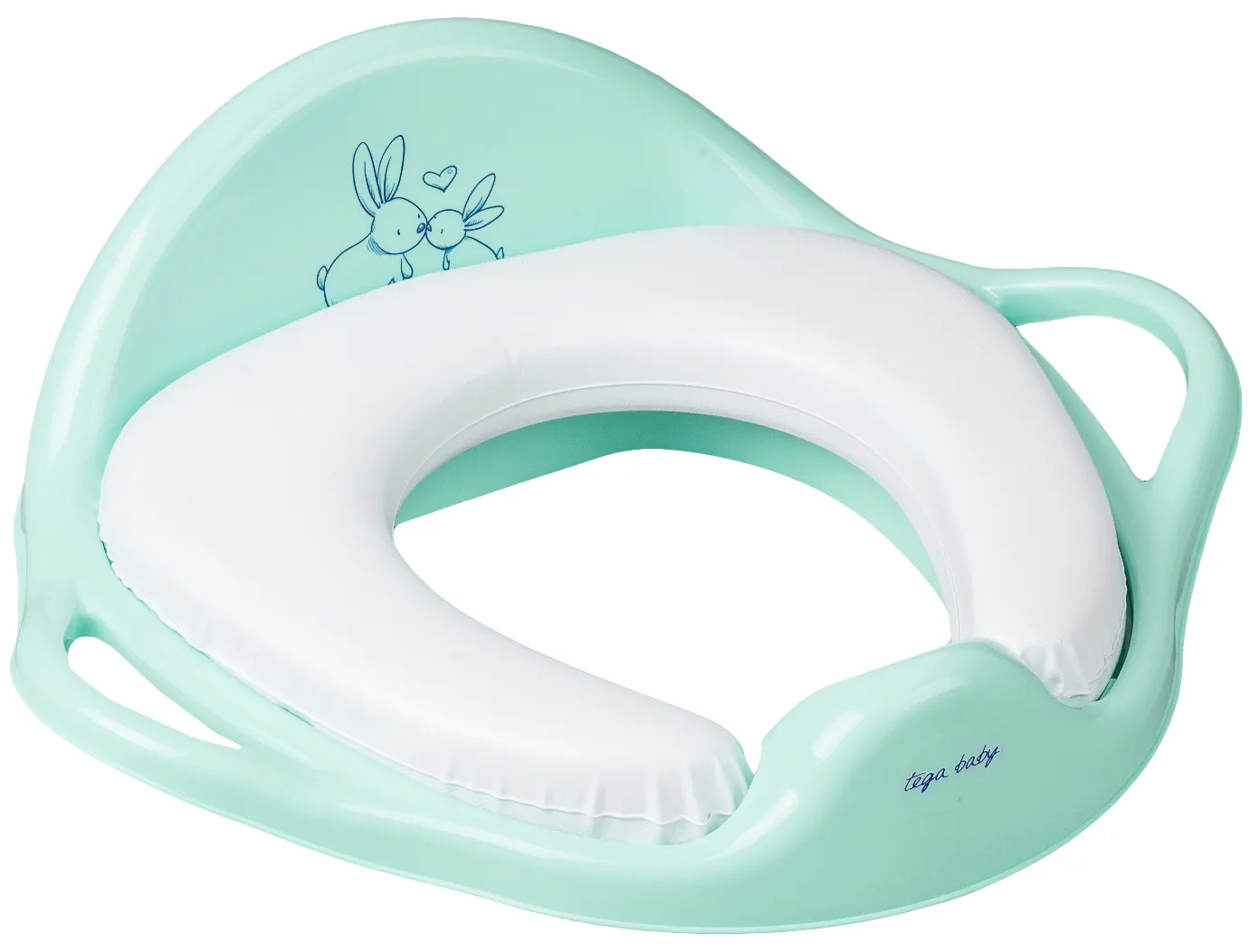 Дитяча накладка на унітаз м'яка Tega Baby Зайчики М'ятний (KR-020-105) - Фото 1