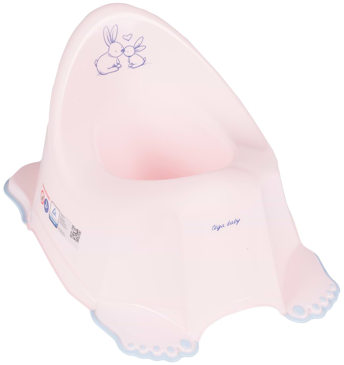 Горщик дитячий Tega Baby Зайчики з антиковзаючою гумою Світло-рожевий (KR-001-104) - Фото 1