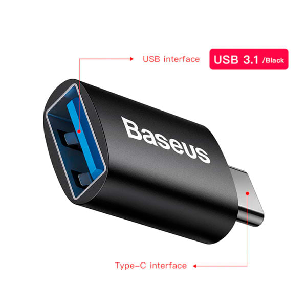 Фото - Переходник Baseus Ingenuity Series Mini OTG Adaptor Type-C to USB-A 3.1 Black (ZJJQ000001)