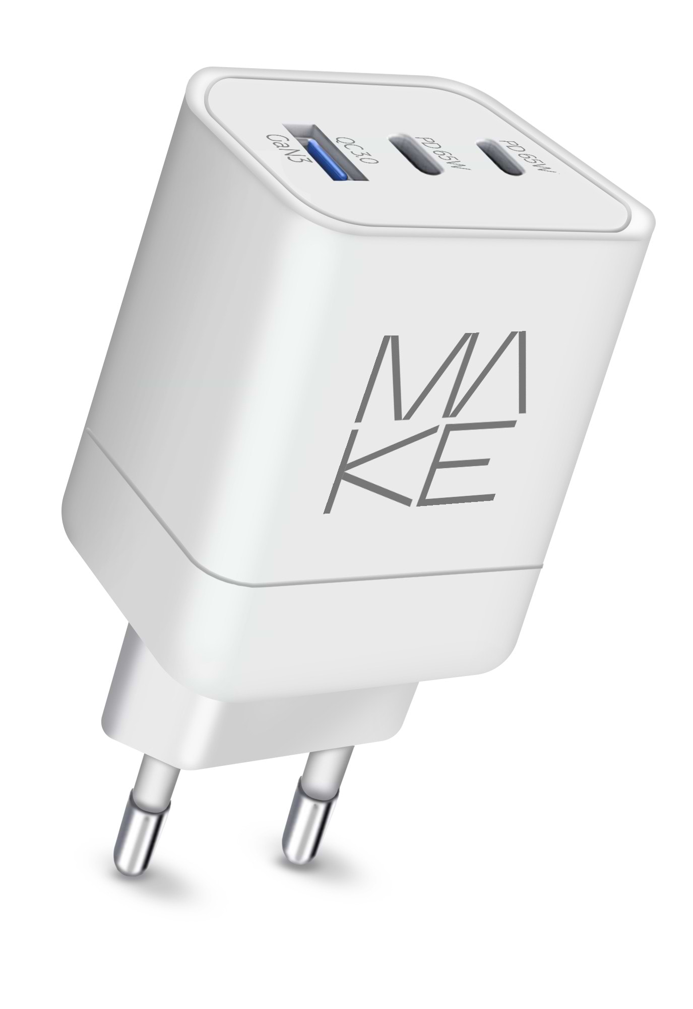 Мережевий зарядний пристрій MAKE 65W 2xPD+QC White (MCW-33PWH) - Фото 1