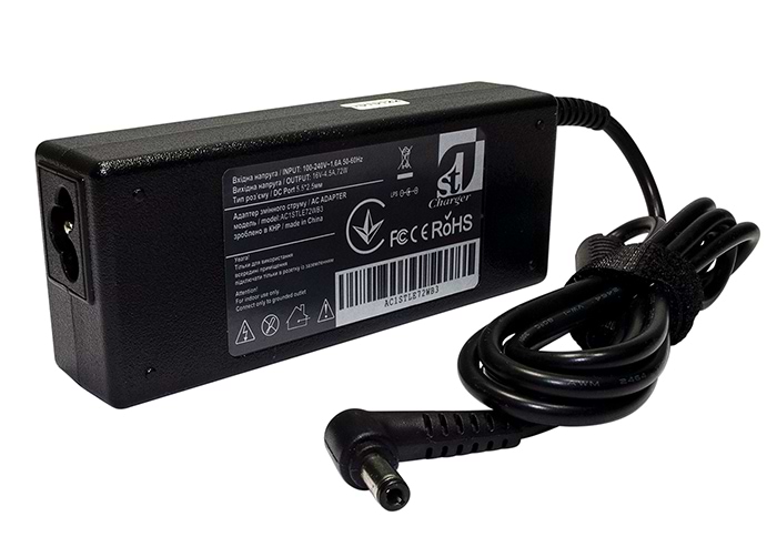 Зарядное устройство для ноутбука 1stCharger Lenovo 72W 16V 4.5A 5.5x2.5 силовой кабель (AC1STLE72WB3) - Фото 1