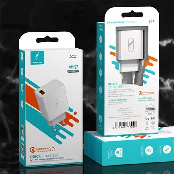 Фото - Мережевий зарядний пристрій SkyDolphin SC31 QC3.0 (1USB, 3.5A) White (MZP-000154)