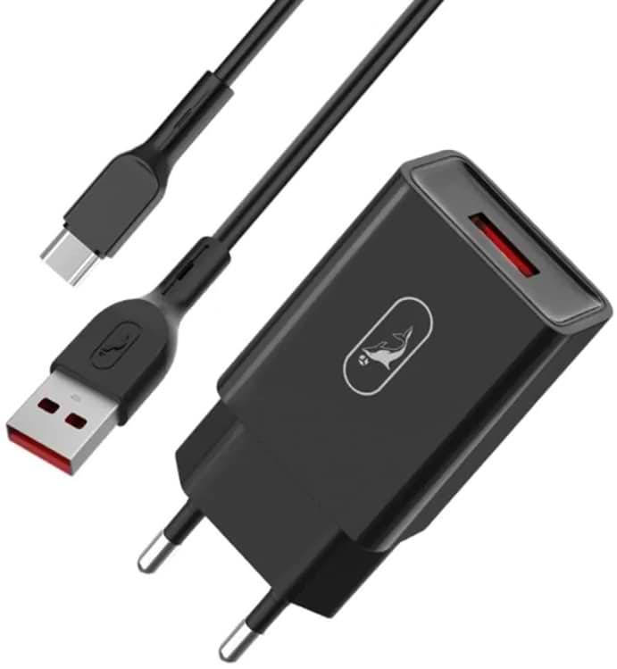 Сетевое зарядное устройство SkyDolphin SC36V (1USB, 2.4A) Black (MZP-000176) + кабель microUSB