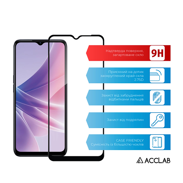 Фото - Захисне скло для смартфону ACCLAB Full Glue for Oppo A77 Black (1283126546303)