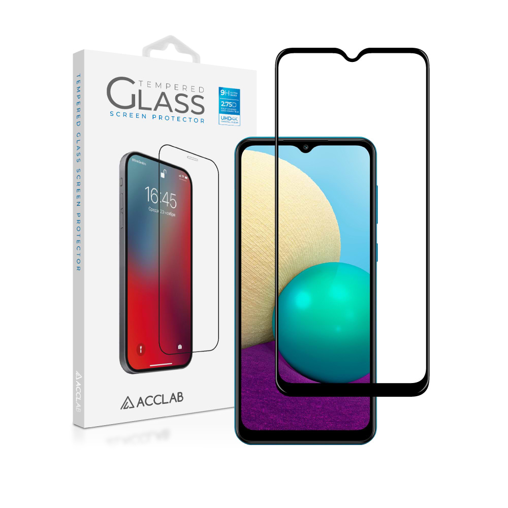 Захисне скло для смартфону ACCLAB Full Glue for Samsung A02 Black (1283126509605) - Фото 1