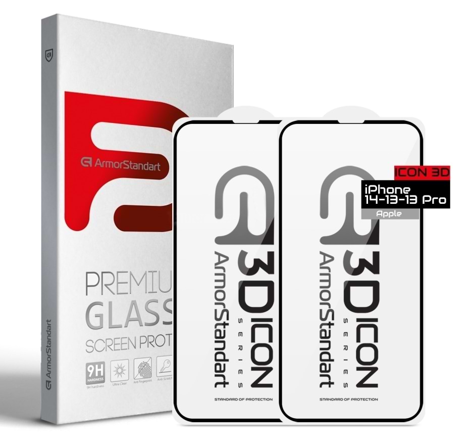 Защитное стекло для смартфона Armorstandart Icon 3D for iPhone 14/13/13 Pro Black 2 шт. (ARM62764)
