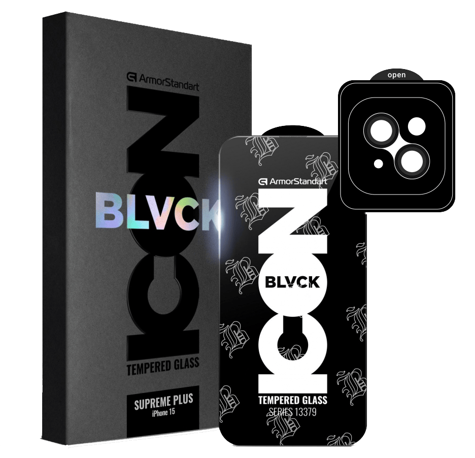 Защитное стекло для смартфона Armorstandart Supreme Plus Black Icon for Apple iPhone 15 (ARM71137)
