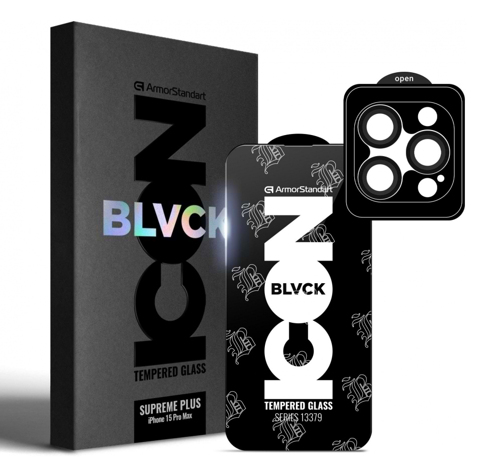 Защитное стекло для смартфона Armorstandart Supreme Plus Black Icon for Apple iPhone 15 Pro Max (ARM71140)