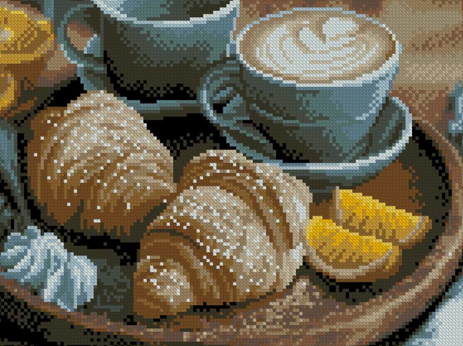 Алмазний живопис Strateg Капучино і круасани 30х40 (ZAV3040-58)