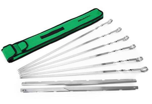 Фото - Шампур Кемпінг Набір з 6 шампурів з підставкою ZDBQ-807