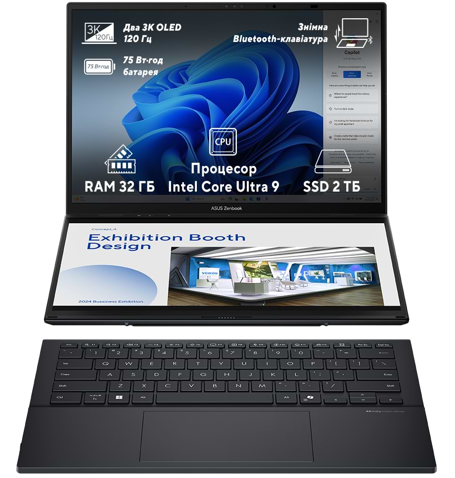 Ноутбук Asus Zenbook Duo UX8406CA-PZ005W Inkwell Gray - Фото 1