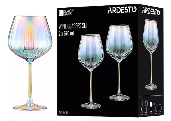 Фото - Набір келихів Ardesto Black Mars Zenith 670 мл 2 шт. (AR2667EL)