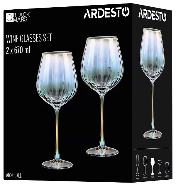 Фото - Набір келихів Ardesto Black Mars Zenith 670 мл 2 шт. (AR2667EL)