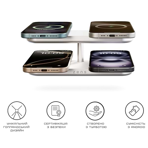Фото - Бездротовий зарядний пристрій Zens Quattro Wireless Charger Pro 4 White (ZEQC01W/00)