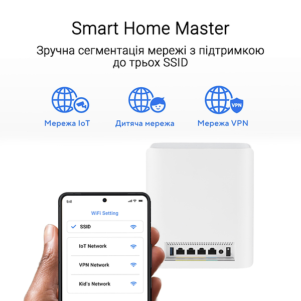 Фото - MESH система WiFi7 Asus ZenWiFi BT8 BE14000 (90IG0930-MO3B40)