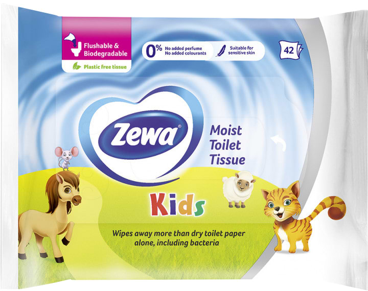 Вологий туалетний папір дитячий Zewa Moist Kids 8x42 (6787-00) - Фото 1