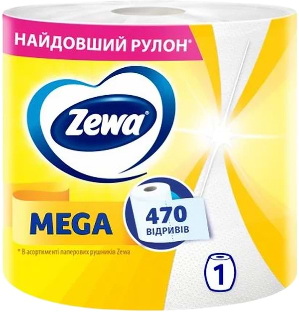 Фото - Рушники паперові Zewa Mega Roll 470 відр. 1 рулон (7322542483046)