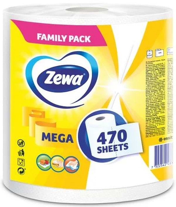 Фото - Рушники паперові Zewa Mega Roll 470 відр. 1 рулон (7322542483046)