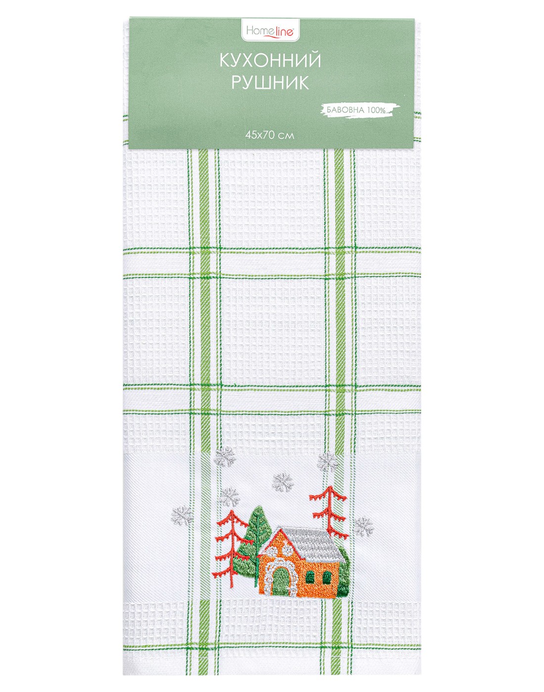 Полотенце кухонное Home Line 45х70 КЛЕТОЧКА ЗЕЛЕНАЯ (180064) - Фото 1
