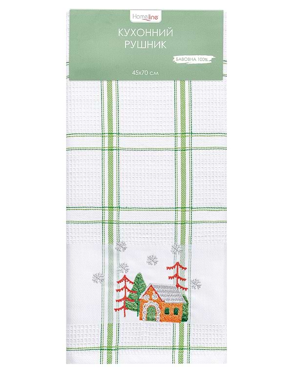 Фото - Рушник кухонний Home Line 45х70 КЛІТИНКА ЗЕЛЕНА (180064)