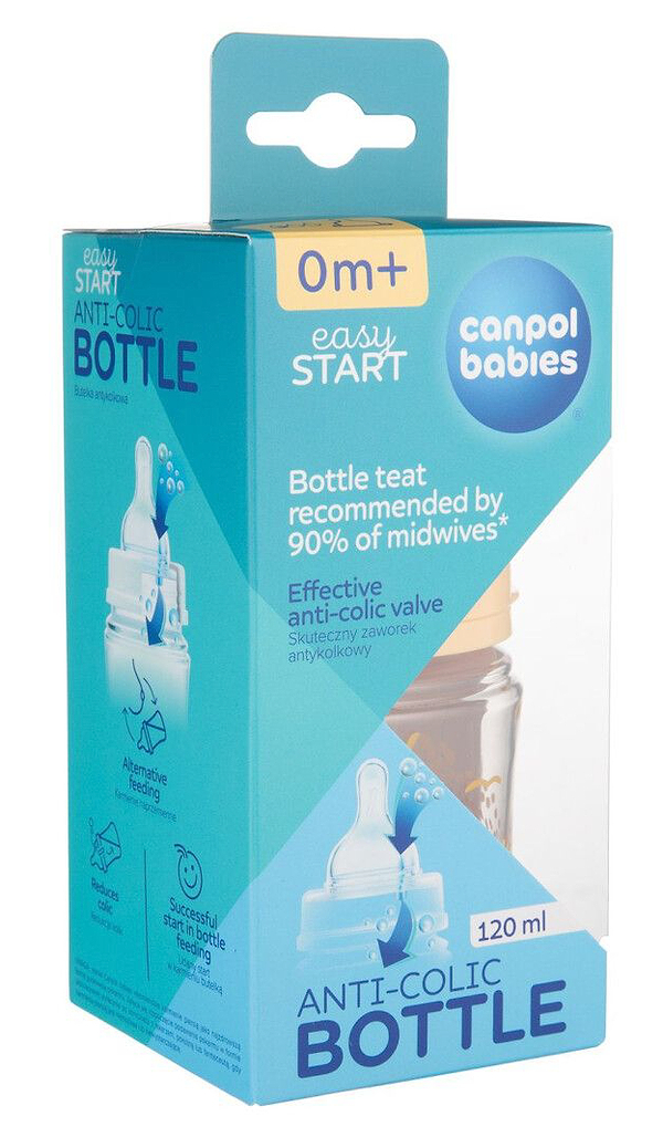 Фото - Пляшка для годування Canpol babies з широким отвором антиколікова Easystart MOUNTAINS 120 мл бежева (35/242_bei)