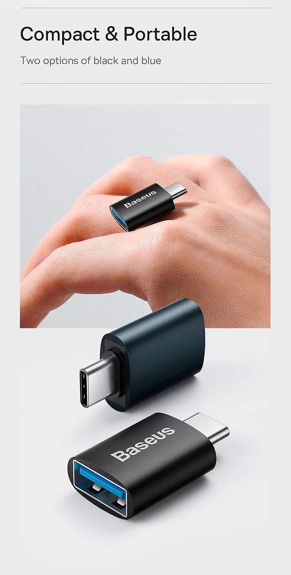 Фото - Переходник Baseus Ingenuity Series Mini OTG Adaptor Type-C to USB-A 3.1 Black (ZJJQ000001)