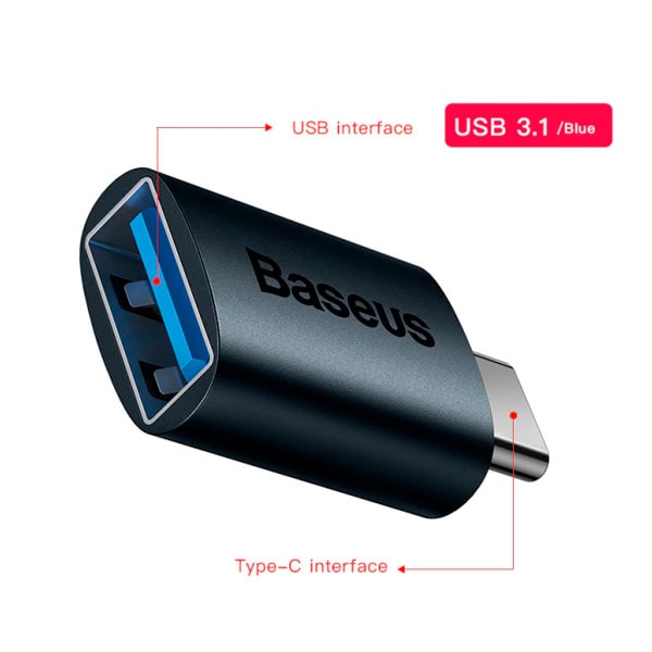 Фото - Перехідник Baseus Ingenuity Series Mini OTG Adaptor Type-C to USB-A 3.1 Blue (ZJJQ000003)