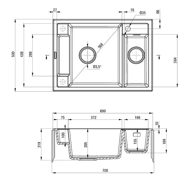 Фото - Мийка кухонна Deante Magnetic (ZRM_N503)