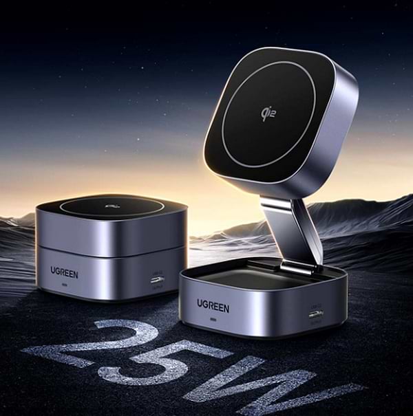 Фото - Беспроводное зарядное устройство UGREEN 2в1 Qi2 Silver (Qi2_1)