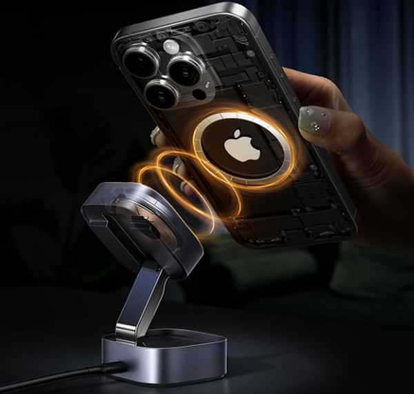 Фото - Беспроводное зарядное устройство UGREEN 2в1 Qi2 Silver (Qi2_1)