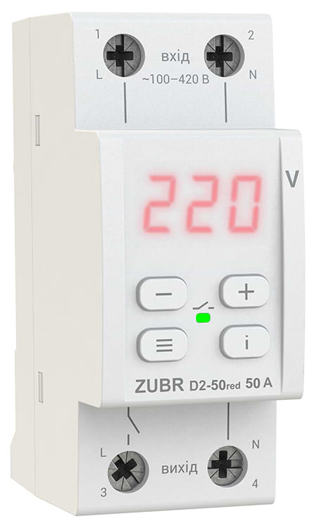 Автомат захисту від сплесків напруги ZUBR D2-50 Red - Фото 1